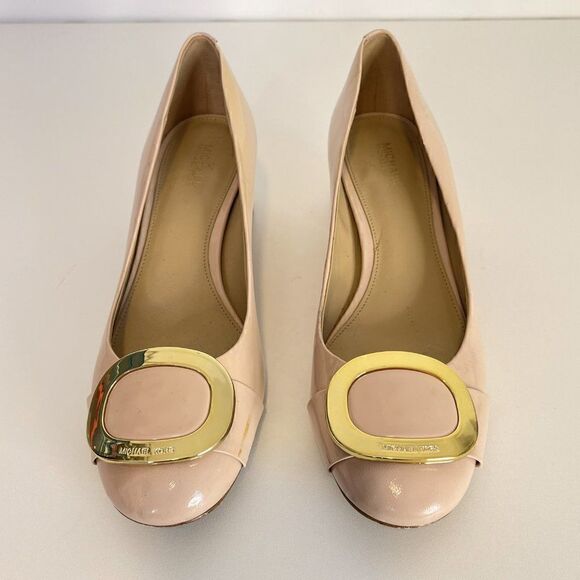 MICHAEL Michael Kors Pauline Pink Patent Leather Low Block Heel Pumps - Picture 3 of 8